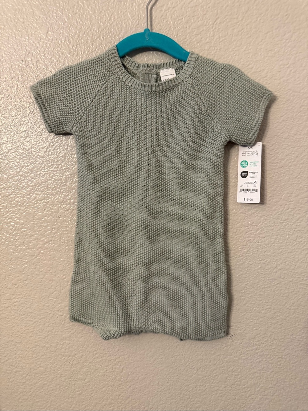 Carter's Knit Short-Sleeve Dress in Sage Green